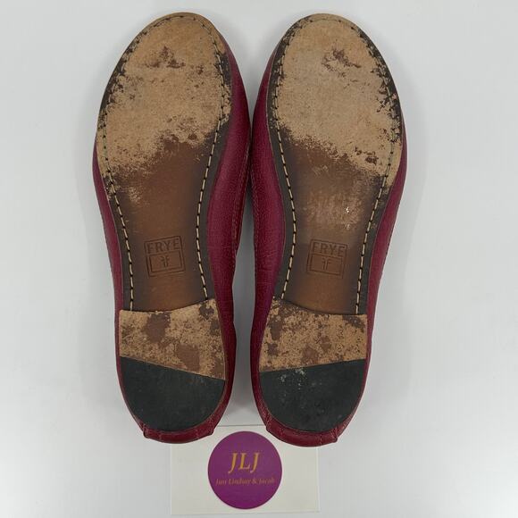 Frye Women's Carson Burgundy Leather Slip On Ballet Flats 72130 Size 8 B - Picture 10 of 11